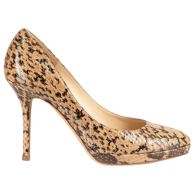 Jimmy Choo Beige & Black Snakeskin Pumps Size IT 35.5 For Sale