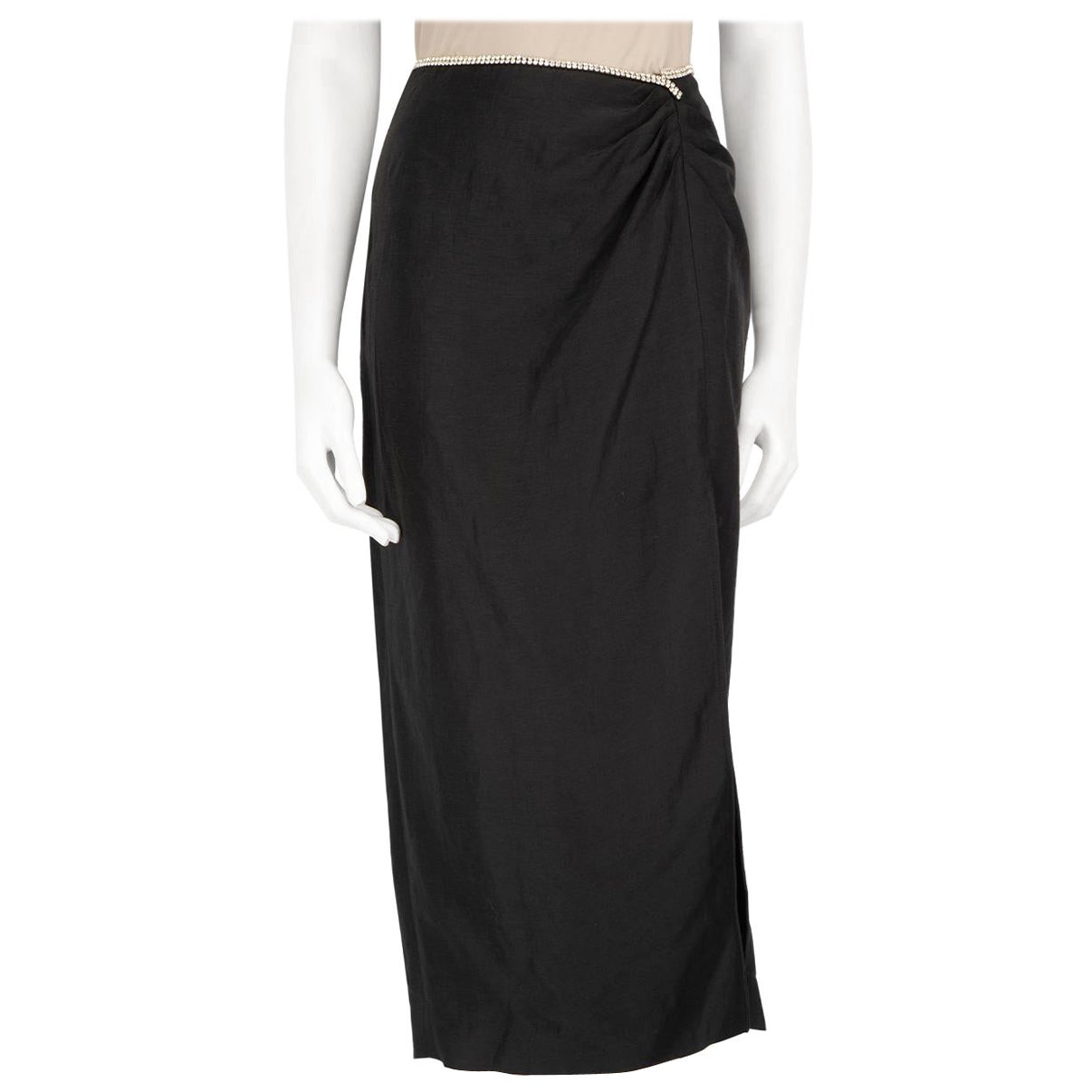 Sandro, jupe midi embellie noire, taille L en vente