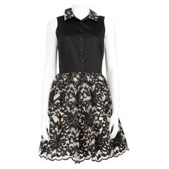 Alice + Olivia Vestido Camisero Bordado Negro Talla L