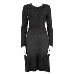 Salvatore Ferragamo Grey Wool Leopard Knit Dress Size S