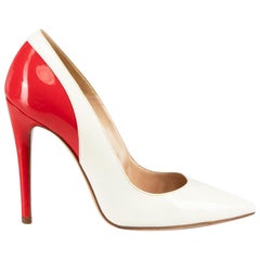 Versace White & Red Patent Pointed-Toe Pumps Size IT 36