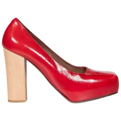 Marni Bombas de plataforma con punta cuadrada de charol rojo Talla IT 39.5