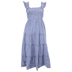 Hill House Blue Gingham Pattern Midi Dress Size XS