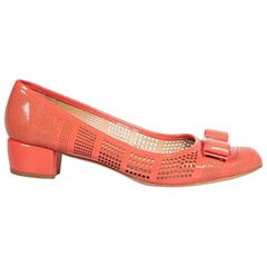 Salvatore Ferragamo Orange Patent Ballet Pumps Size IT 38