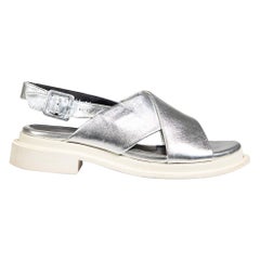 Clergerie Silver Leather Cross Strap Sandals Size IT 37