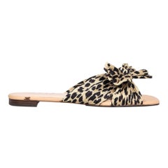 Loeffler Randall Daphne Leopard Plissé-lamé Slides Size US 9.5