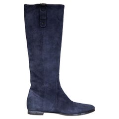 Jimmy Choo Marineblaue kniehohe Stiefel aus Wildleder Größe IT 38