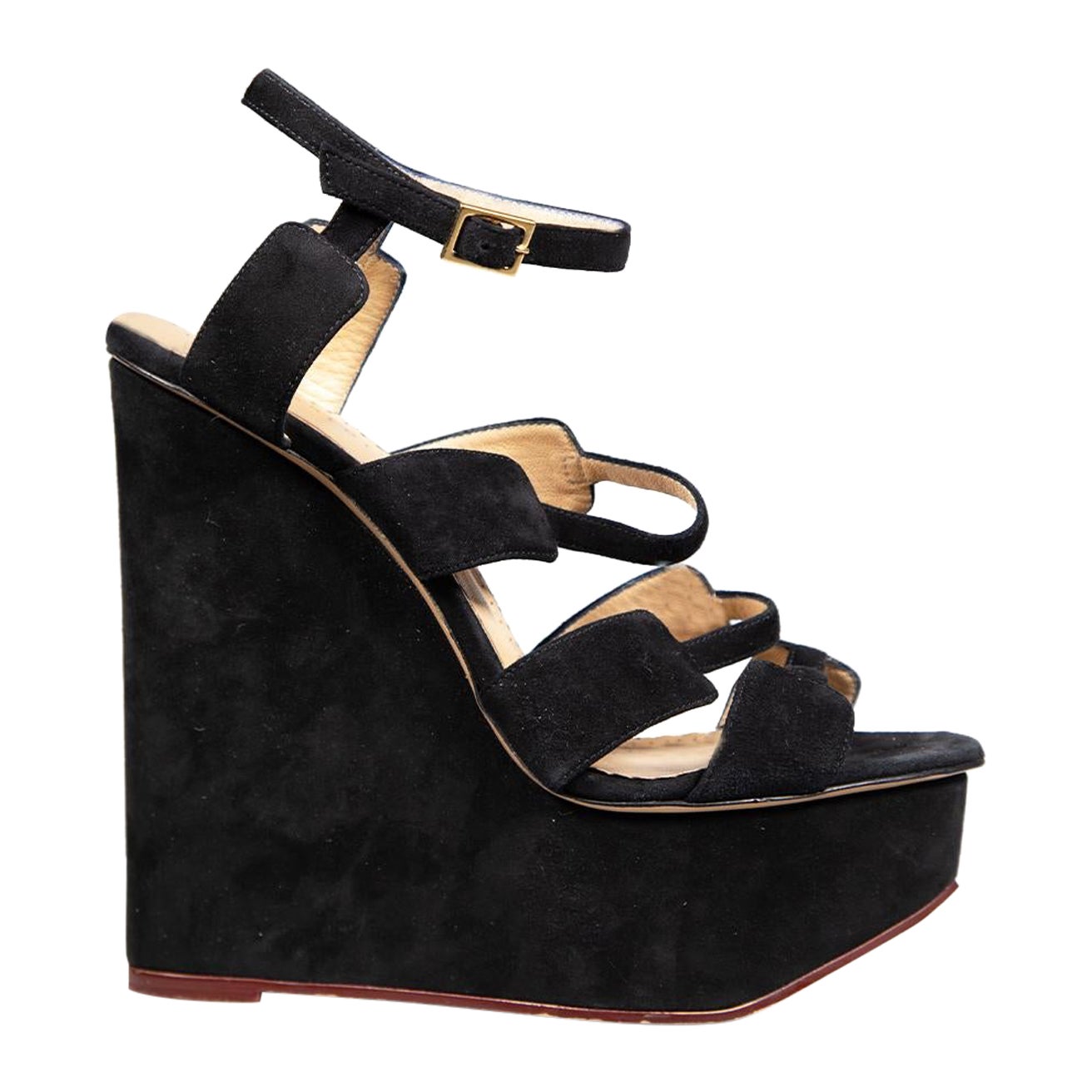 Charlotte Olympia Sandali in pelle scamosciata con piattaforma nera misura IT 39