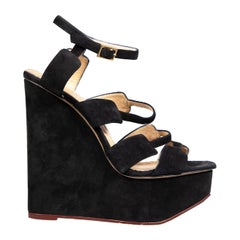 Charlotte Olympia Black Platform Suede Sandals Size IT 39