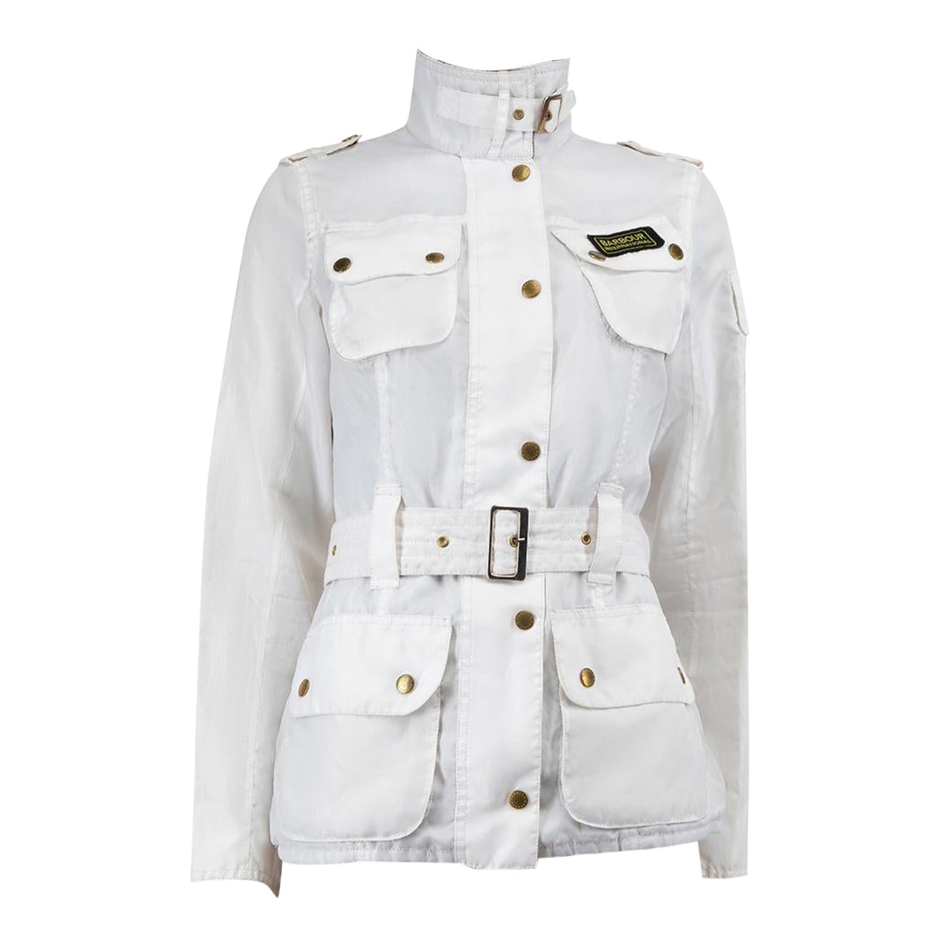 Chaqueta Barbour Blanca encerada con cinturón Talla S en venta