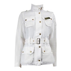 Barbour White Waxed Belted Jacket Size S
