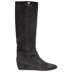 Jimmy Choo Black Suede Olivia Knee High Boots Size IT 42