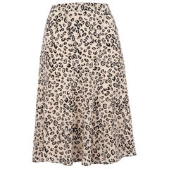 Altuzarra, jupe midi en soie beige imprimé léopard, taille M