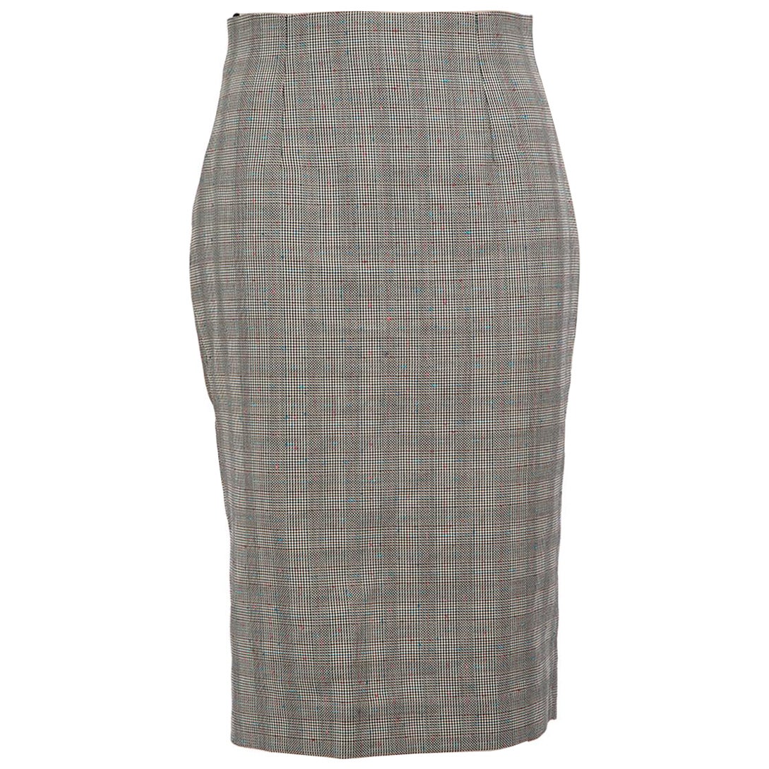 Alexander McQueen Falda lápiz midi de lana gris Talla S