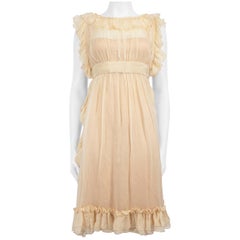 Dolce & Gabbana Beige Ruffle Trimmed Midi Dress Size S