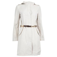 Max Mara Ecru Belted Hooded Trench Coat Size M