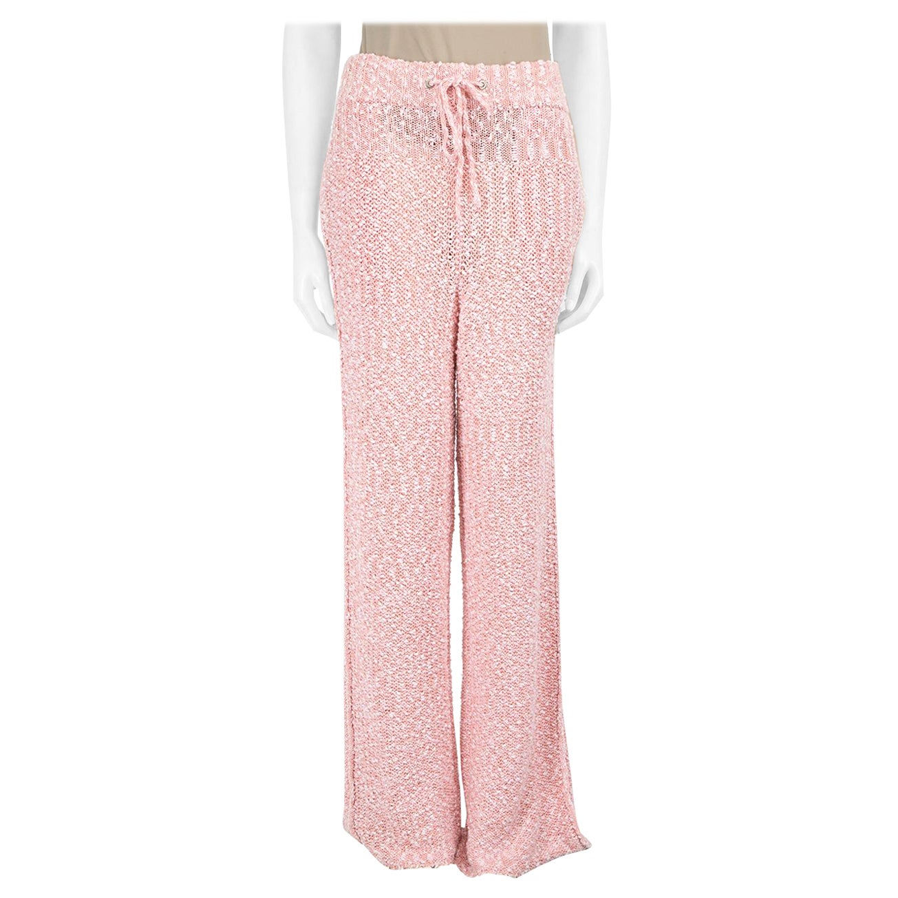Salvatore Ferragamo Pink Knit Wide Leg Trousers Size M
