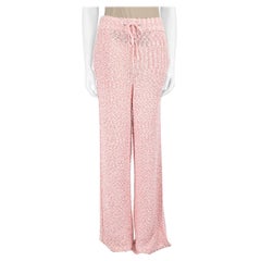 Salvatore Ferragamo Pink Knit Wide Leg Trousers Size M