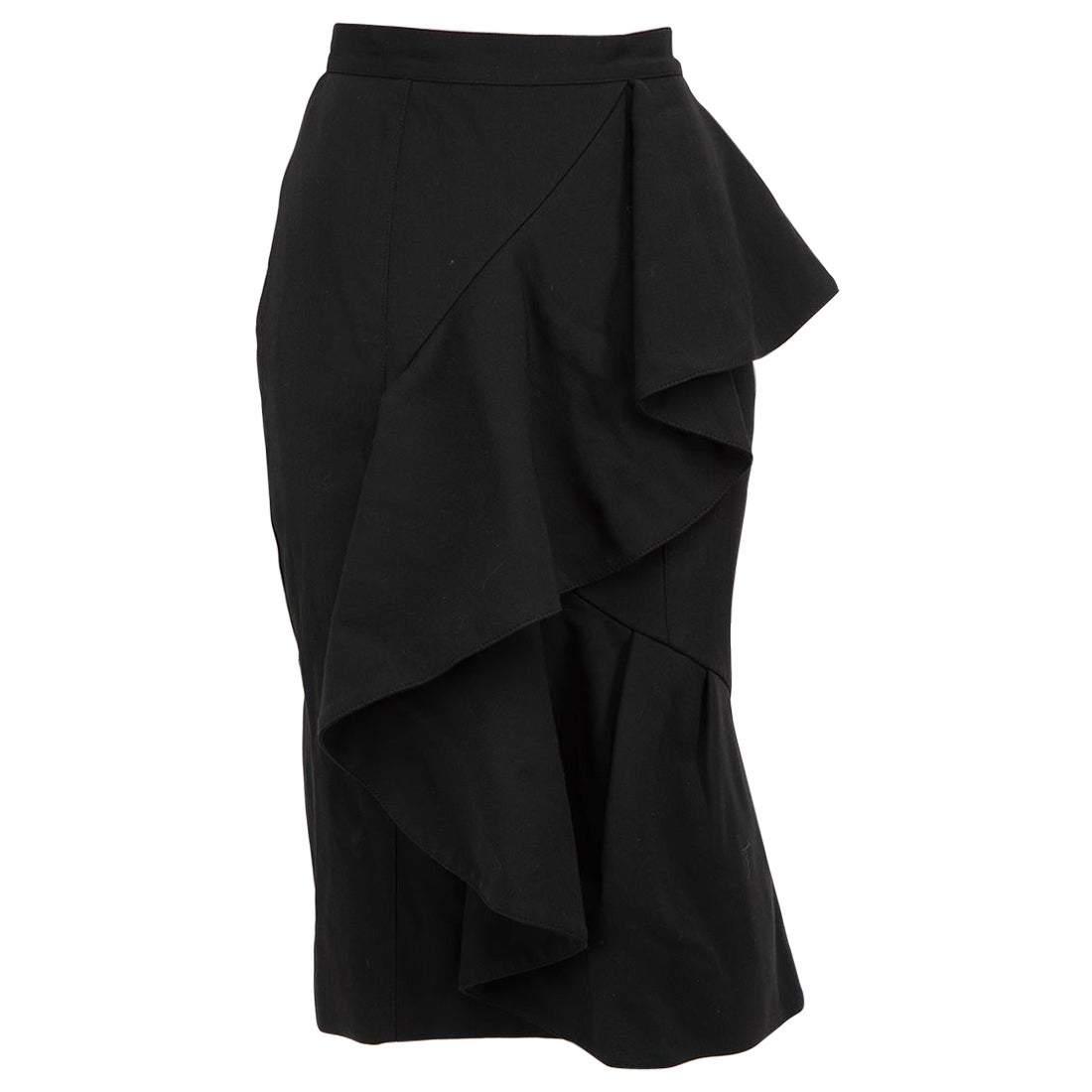 Burberry Black Ruffle Trim Knee Length Skirt Size XXS For Sale