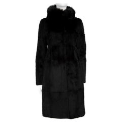 Max Mara - Cappotto in pelliccia di coniglio nera di media lunghezza Taglia XS