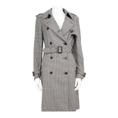 Alexander McQueen Grey Houndstooth Belted Trench Coat Size S
