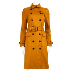 Burberry Yellow Cashmere Belted Trench Coat Size XS