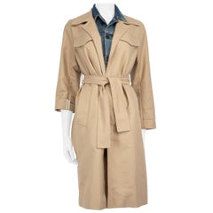Sandro Beige & Blau Denim Detail Trenchcoat Größe XS