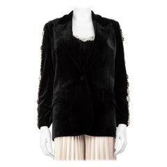 Nadine Merabi Conjunto de blazer y bandeau de terciopelo negro Talla M