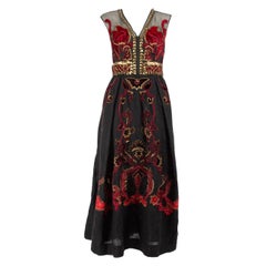 Alberta Ferretti Embroidered Wool Midi Dress Size S