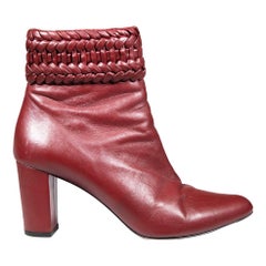 Altuzarra - Bottines à talons en cuir bordeaux - Taille IT 38