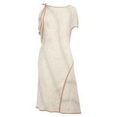 Marni - Vestito midi in seta ecru con motivo a righe - taglia S