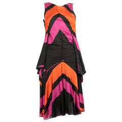 Balenciaga Chevron Pattern Sleeveless Midi Dress Size M