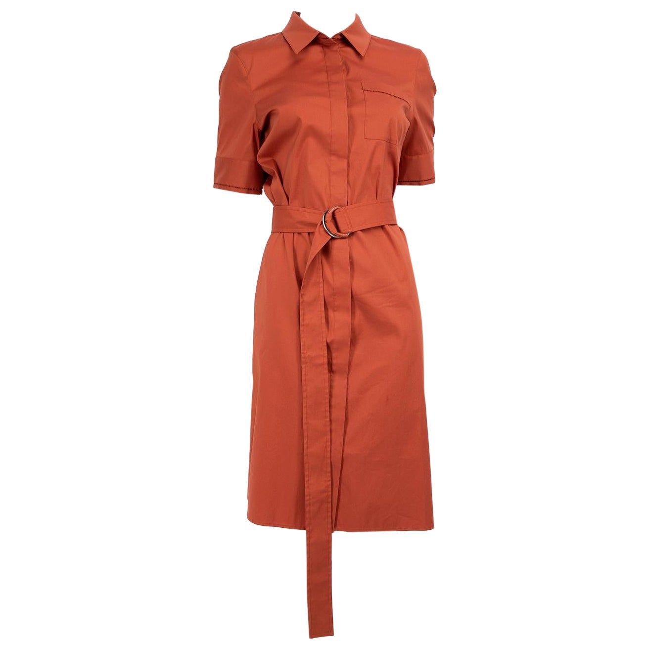 Lafayette 148 Brown Midi Shirt Belted Dress Size S For Sale
