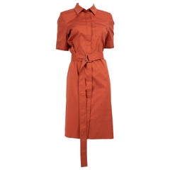 Lafayette 148 Brown Midi Shirt Belted Dress Size S