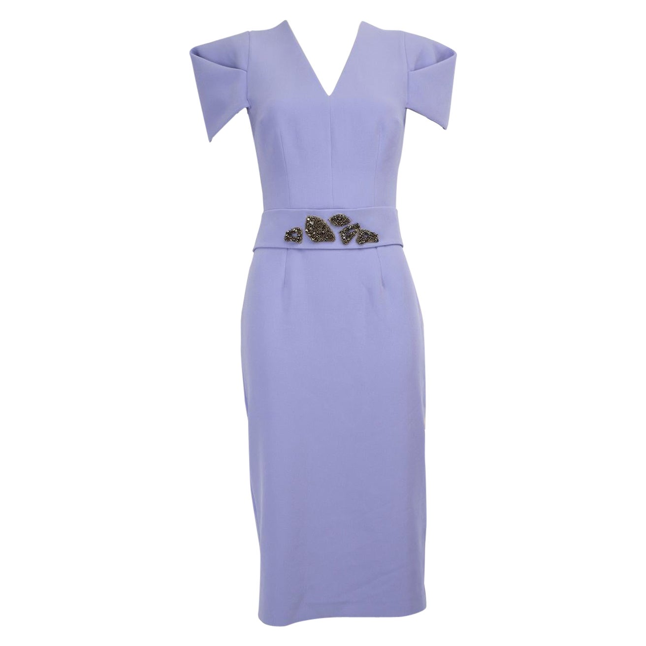 Safiyaa - Vestito con cintura impreziosito da cristalli viola - taglia S in vendita