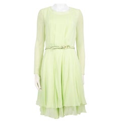 Oscar de la Renta Green Belted Long Sleeve Dress Size S
