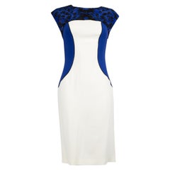 Etro Blue & White Panel Sequinned Midi Dress Size M