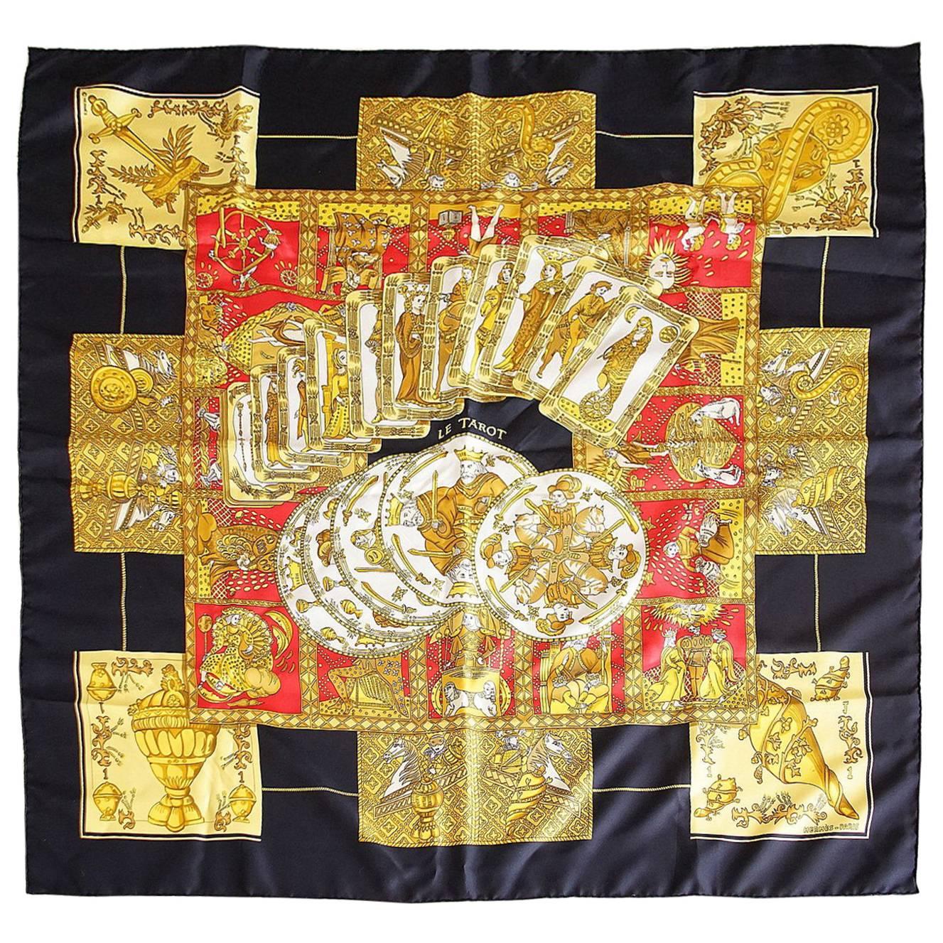 Hermes Scarf Silk Rare Richly Detailed Le Tarot By Annie Faivre
