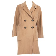 Max Mara Beige Double Breasted Wool Mid Length Coat Size S