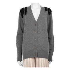 Molly Goddard Grey Wool Ruffled Shoulder Cardigan Size M