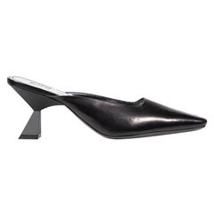 Givenchy Black Leather Square Toe Mules Size IT 36.5