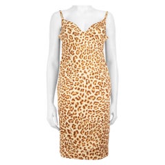Escada Brown Knee Length Leopard Print Dress Size M