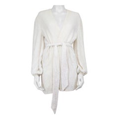 Retrofête Mini Vestido Envolvente Blanco con Lentejuelas Talla XS