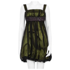 Dolce & Gabbana Green & Black Silk Layered Dress Size XS