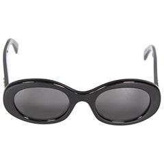 Céline Shiny Black Oval Triomphe Sunglasses