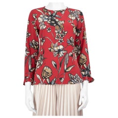 Max Mara 'S Max Mara Floral Print Silk Long Sleeve Blouse Size XXXS