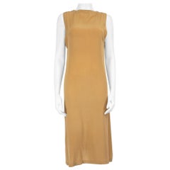 Vestido midi sin mangas de seda camel Loewe Talla M