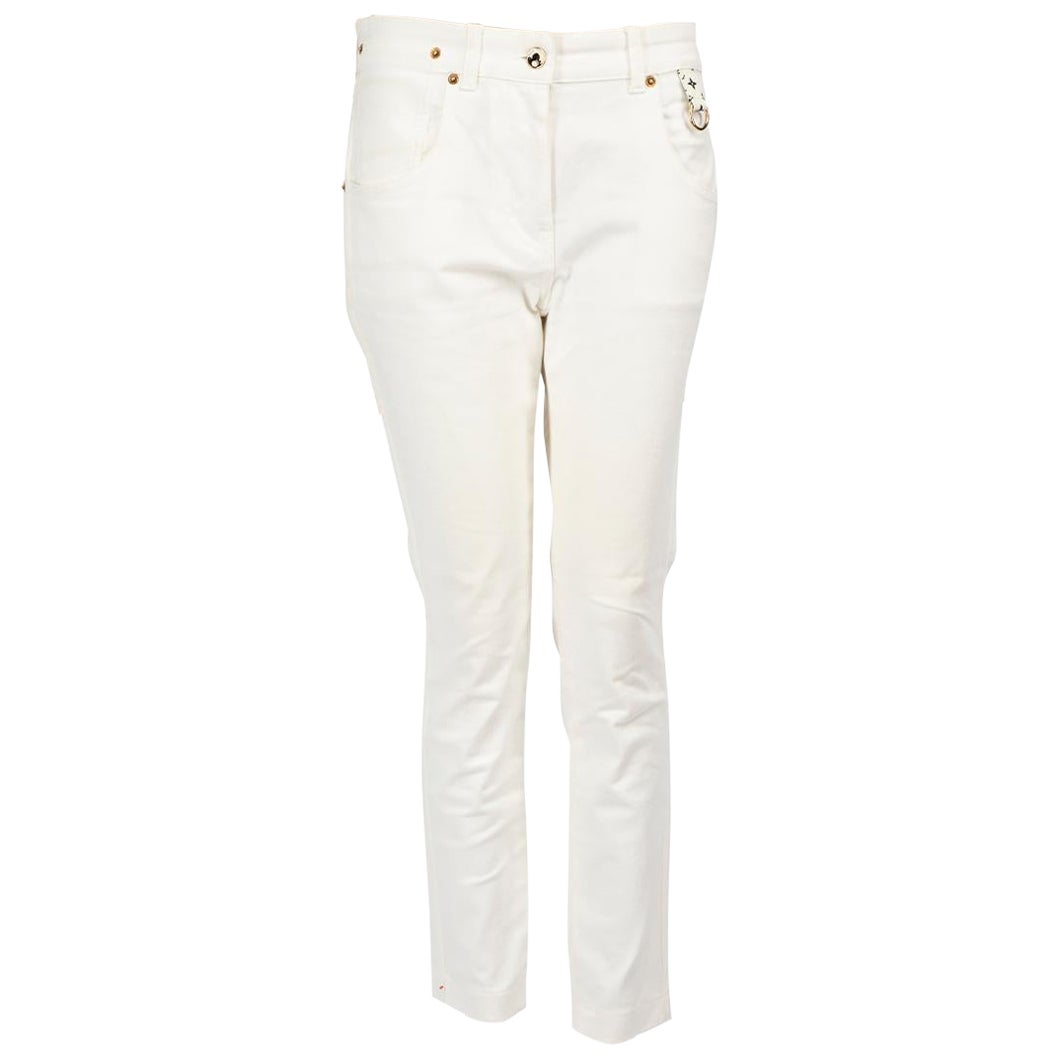 Louis Vuitton Weiße hochgeschlossene Jeans aus Skinny, Größe XS
