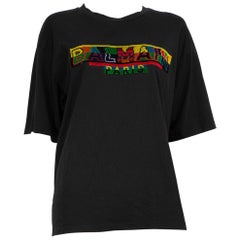 Balmain Black Logo Embroidered Front T-Shirt Size L
