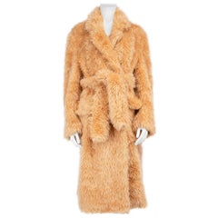 MSGM Peach Faux Fur Double Breasted Long Coat Size M